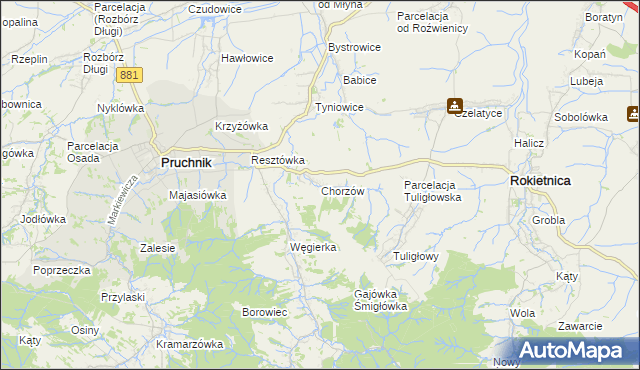 mapa Chorzów gmina Roźwienica, Chorzów gmina Roźwienica na mapie Targeo