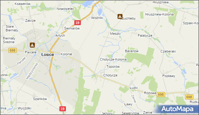 mapa Chotycze-Kolonia, Chotycze-Kolonia na mapie Targeo