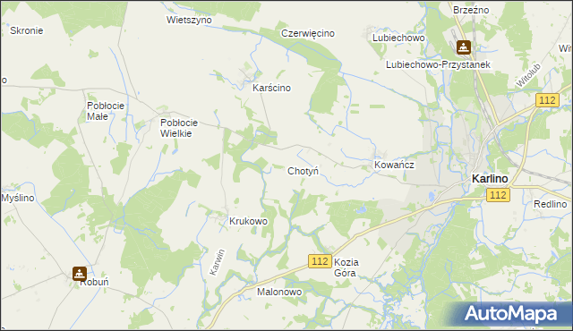 mapa Chotyń, Chotyń na mapie Targeo