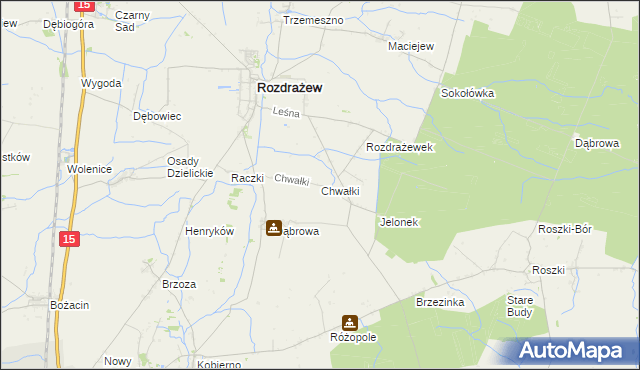 mapa Chwałki gmina Rozdrażew, Chwałki gmina Rozdrażew na mapie Targeo