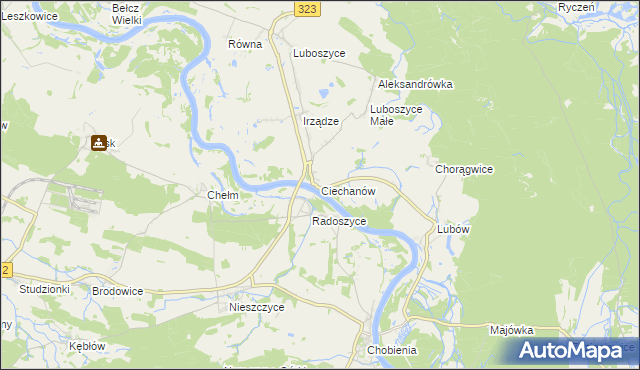 mapa Ciechanów gmina Jemielno, Ciechanów gmina Jemielno na mapie Targeo