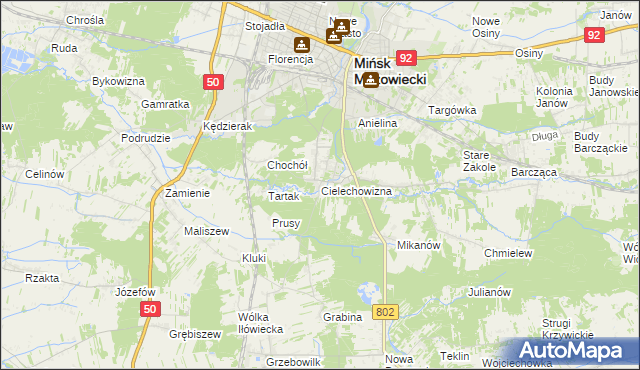 mapa Cielechowizna, Cielechowizna na mapie Targeo