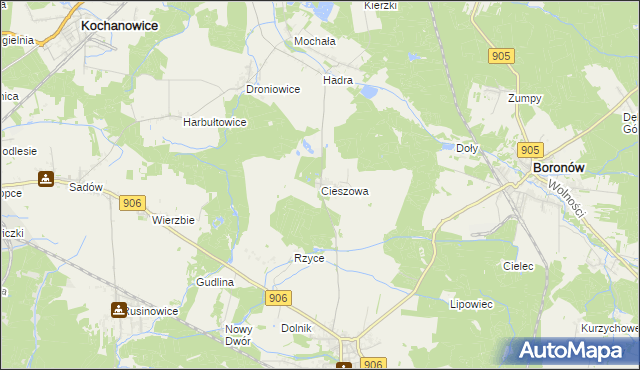 mapa Cieszowa, Cieszowa na mapie Targeo