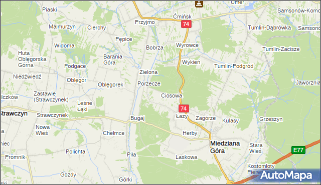 mapa Ciosowa, Ciosowa na mapie Targeo