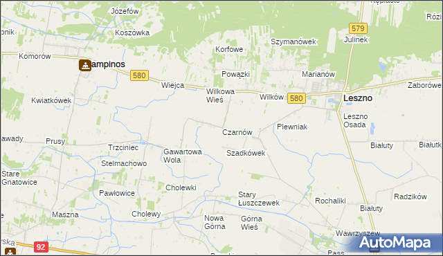 mapa Czarnów gmina Leszno, Czarnów gmina Leszno na mapie Targeo