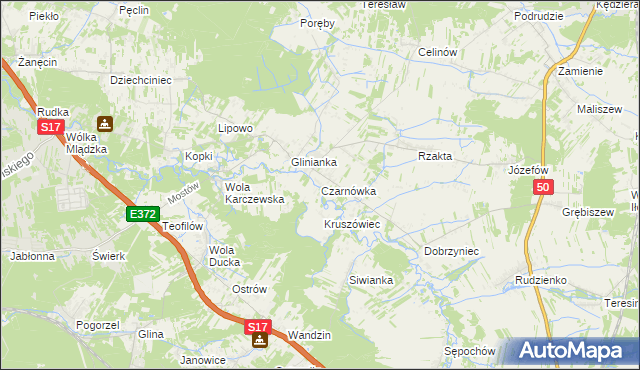 mapa Czarnówka gmina Wiązowna, Czarnówka gmina Wiązowna na mapie Targeo