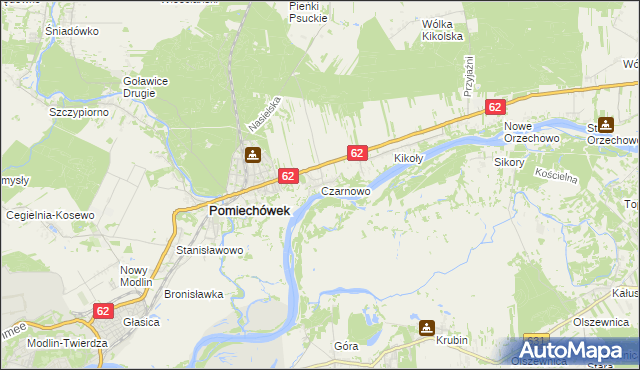 mapa Czarnowo gmina Pomiechówek, Czarnowo gmina Pomiechówek na mapie Targeo