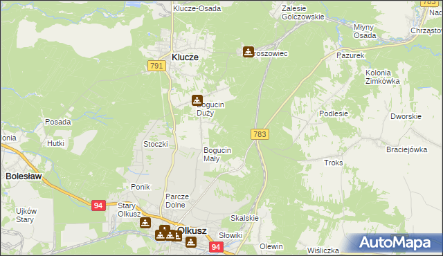 mapa Czarny Las gmina Olkusz, Czarny Las gmina Olkusz na mapie Targeo