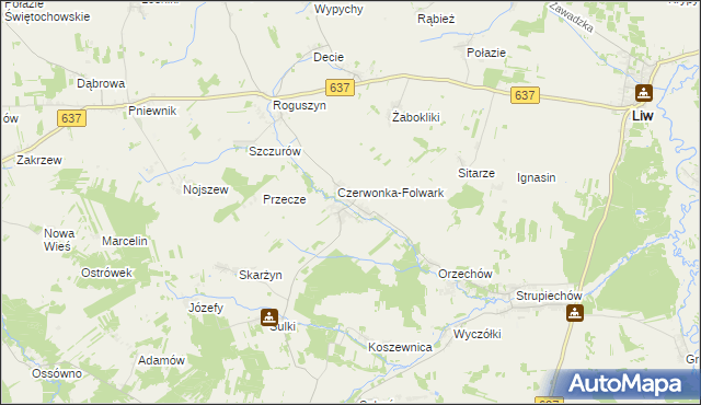 mapa Czerwonka gmina Wierzbno, Czerwonka gmina Wierzbno na mapie Targeo