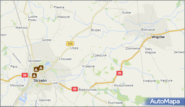 mapa Częszyce, Częszyce na mapie Targeo