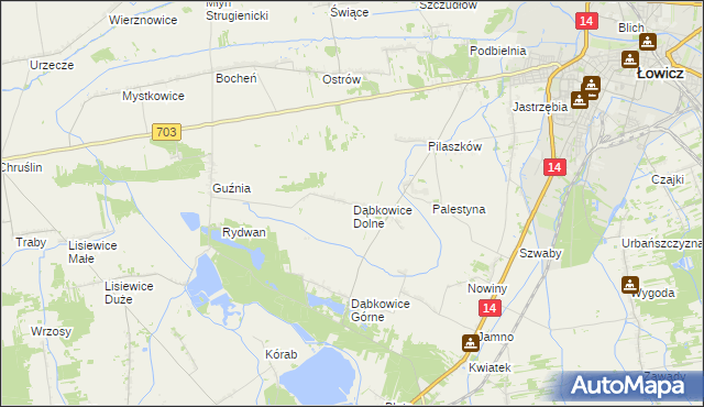 mapa Dąbkowice Dolne, Dąbkowice Dolne na mapie Targeo