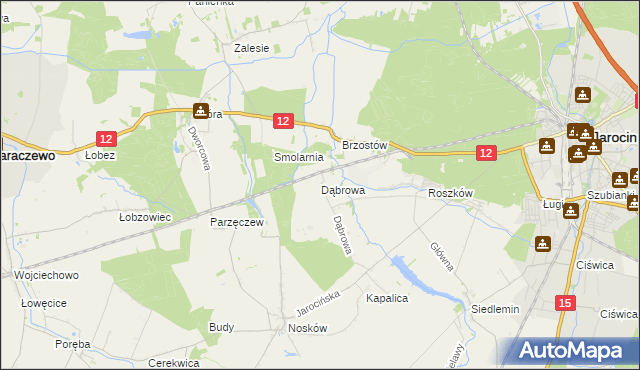 mapa Dąbrowa gmina Jarocin, Dąbrowa gmina Jarocin na mapie Targeo