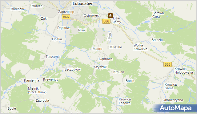 mapa Dąbrowa gmina Lubaczów, Dąbrowa gmina Lubaczów na mapie Targeo