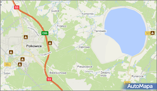 mapa Dąbrowa gmina Polkowice, Dąbrowa gmina Polkowice na mapie Targeo