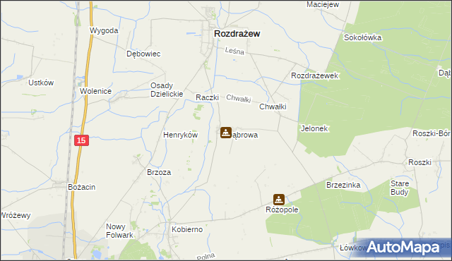 mapa Dąbrowa gmina Rozdrażew, Dąbrowa gmina Rozdrażew na mapie Targeo