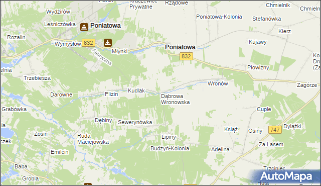 mapa Dąbrowa Wronowska, Dąbrowa Wronowska na mapie Targeo