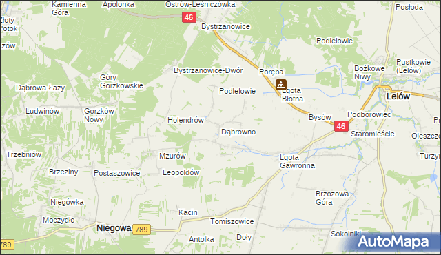 mapa Dąbrowno gmina Niegowa, Dąbrowno gmina Niegowa na mapie Targeo