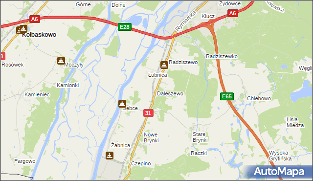 mapa Daleszewo, Daleszewo na mapie Targeo