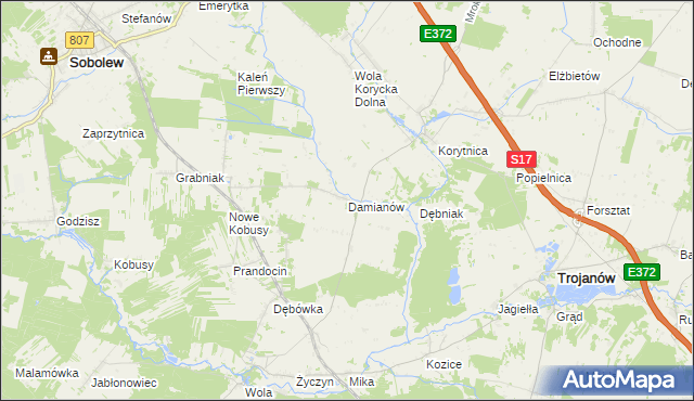 mapa Damianów, Damianów na mapie Targeo