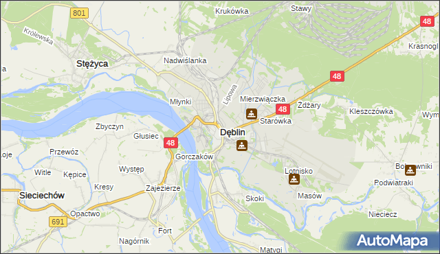 mapa Dęblin, Dęblin na mapie Targeo