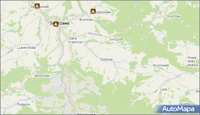 mapa Dobków gmina Świerzawa, Dobków gmina Świerzawa na mapie Targeo