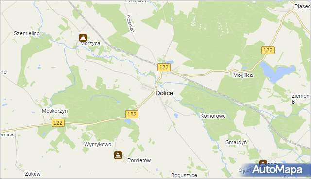 mapa Dolice powiat stargardzki, Dolice powiat stargardzki na mapie Targeo