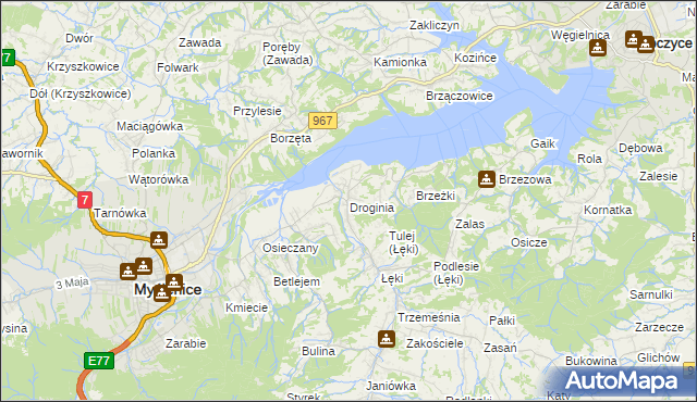 mapa Droginia, Droginia na mapie Targeo