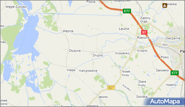 mapa Drużno, Drużno na mapie Targeo