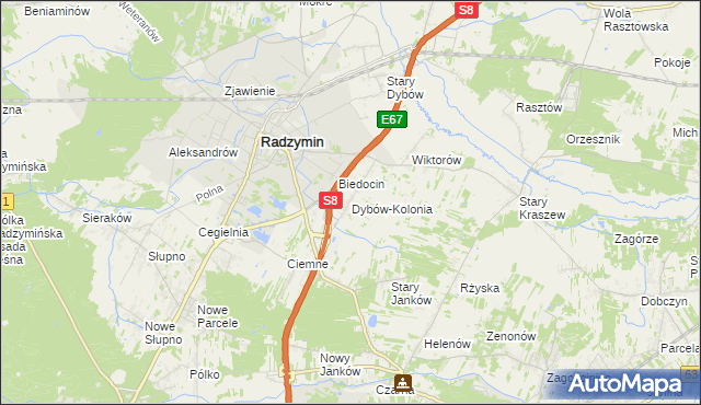 mapa Dybów-Kolonia, Dybów-Kolonia na mapie Targeo