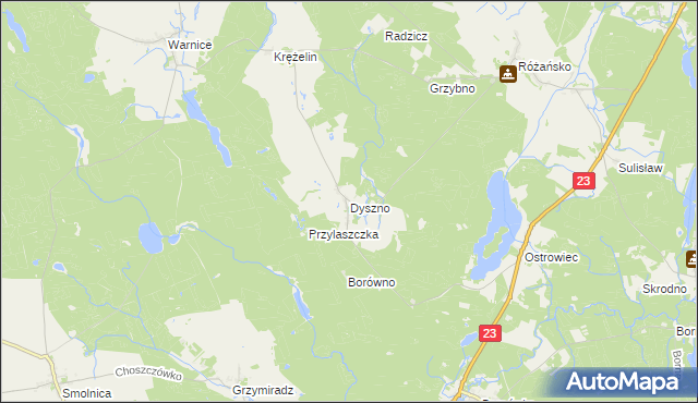 mapa Dyszno, Dyszno na mapie Targeo