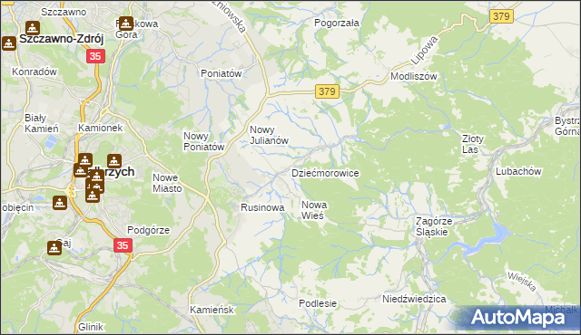 mapa Dziećmorowice, Dziećmorowice na mapie Targeo