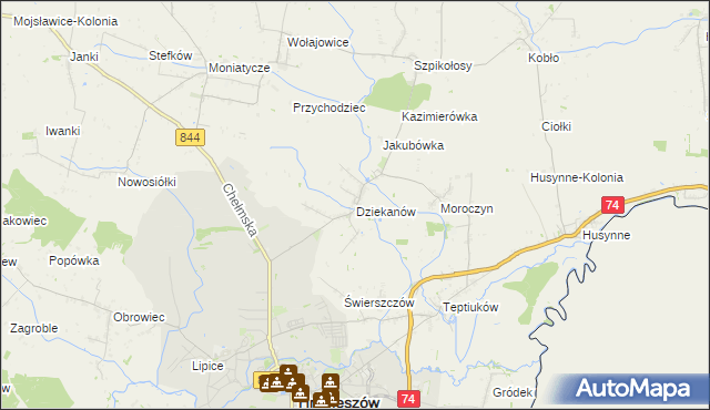 mapa Dziekanów, Dziekanów na mapie Targeo