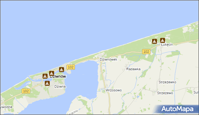 mapa Dziwnówek, Dziwnówek na mapie Targeo