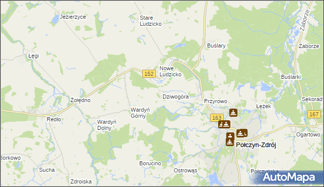 mapa Dziwogóra, Dziwogóra na mapie Targeo