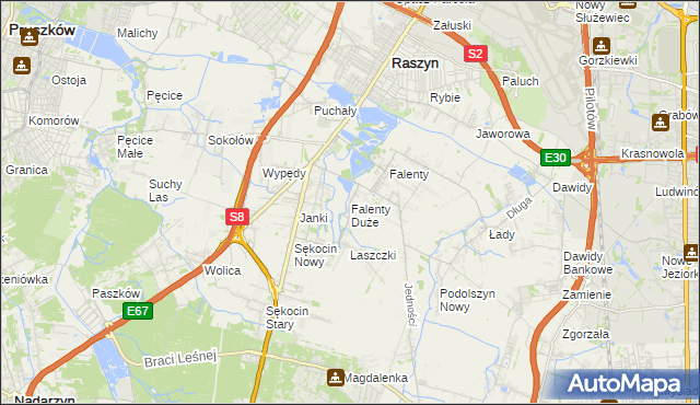 mapa Falenty Duże, Falenty Duże na mapie Targeo