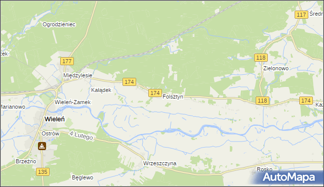 mapa Folsztyn, Folsztyn na mapie Targeo