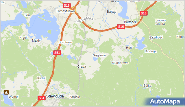 mapa Gągławki, Gągławki na mapie Targeo