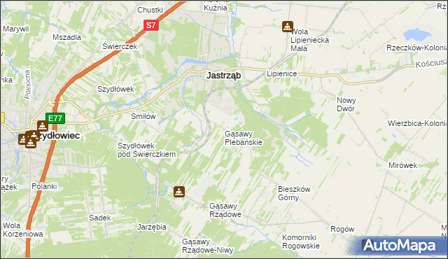 mapa Gąsawy Plebańskie, Gąsawy Plebańskie na mapie Targeo