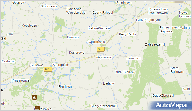 mapa Gąsiorowo gmina Świercze, Gąsiorowo gmina Świercze na mapie Targeo