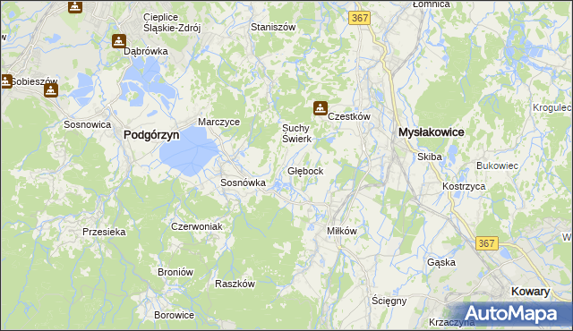 mapa Głębock gmina Podgórzyn, Głębock gmina Podgórzyn na mapie Targeo