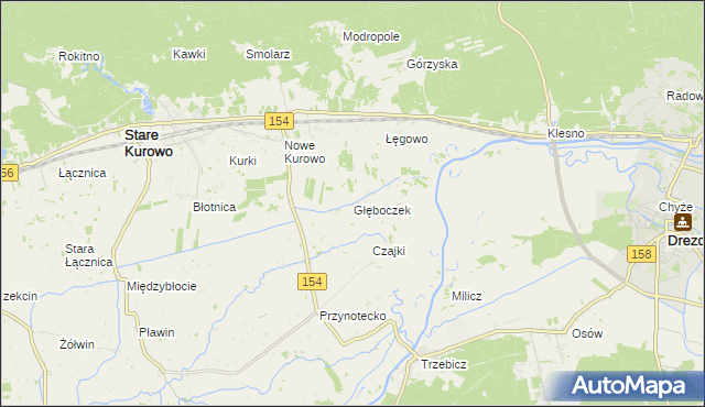 mapa Głęboczek gmina Stare Kurowo, Głęboczek gmina Stare Kurowo na mapie Targeo