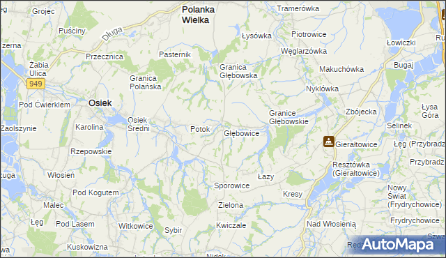 mapa Głębowice gmina Osiek, Głębowice gmina Osiek na mapie Targeo