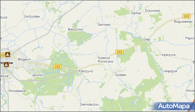 mapa Gołańcz Pomorska, Gołańcz Pomorska na mapie Targeo