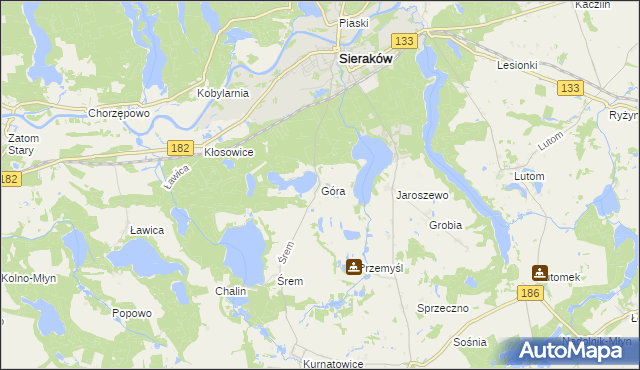 mapa Góra gmina Sieraków, Góra gmina Sieraków na mapie Targeo