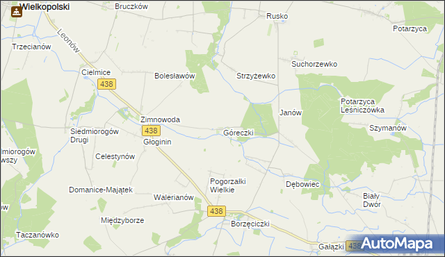 mapa Góreczki gmina Koźmin Wielkopolski, Góreczki gmina Koźmin Wielkopolski na mapie Targeo