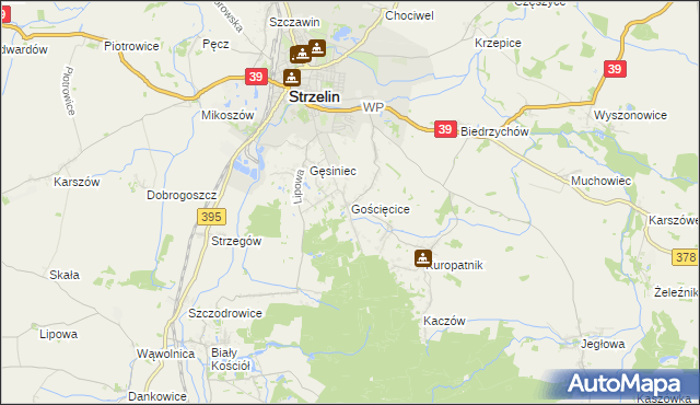 mapa Gościęcice, Gościęcice na mapie Targeo