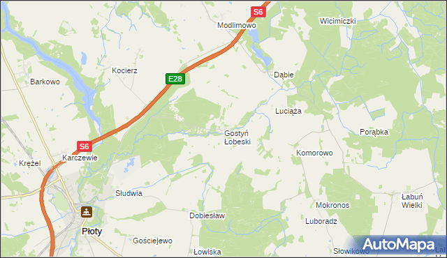 mapa Gostyń Łobeski, Gostyń Łobeski na mapie Targeo