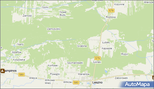 mapa Grabina gmina Leszno, Grabina gmina Leszno na mapie Targeo