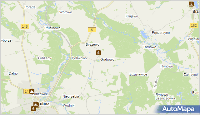 mapa Grabowo gmina Łobez, Grabowo gmina Łobez na mapie Targeo