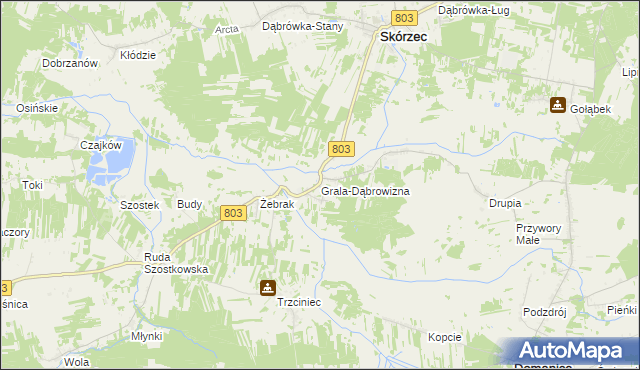 mapa Grala-Dąbrowizna, Grala-Dąbrowizna na mapie Targeo